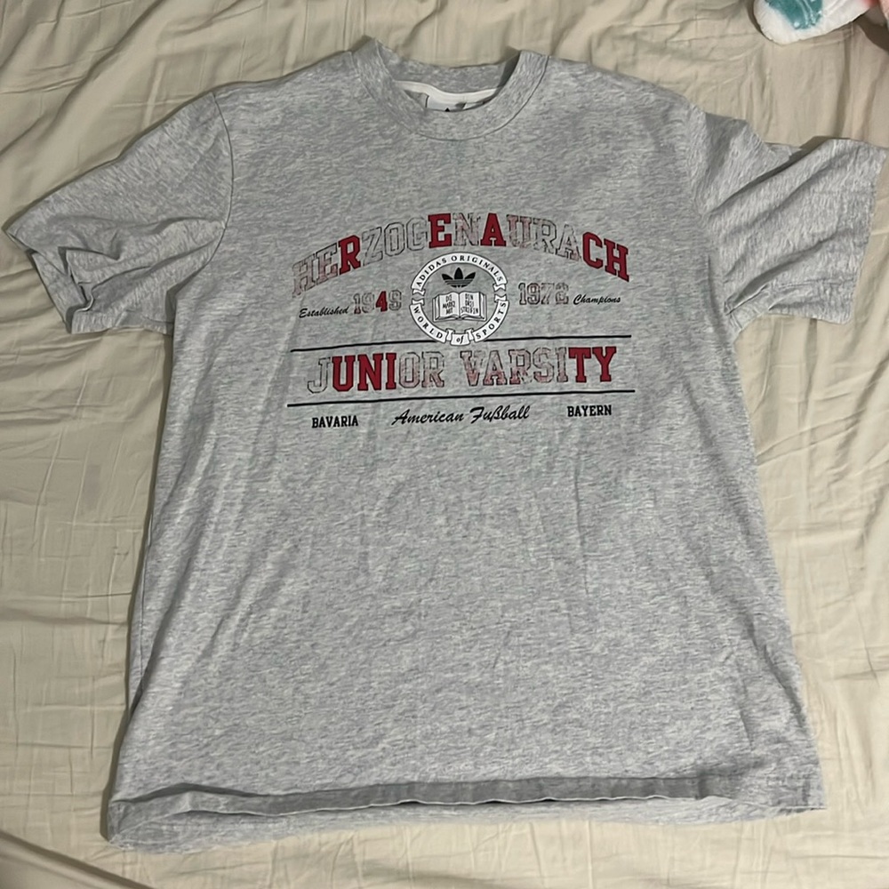 Adidas, gray with red detailing, size medium-fits a bit oversized